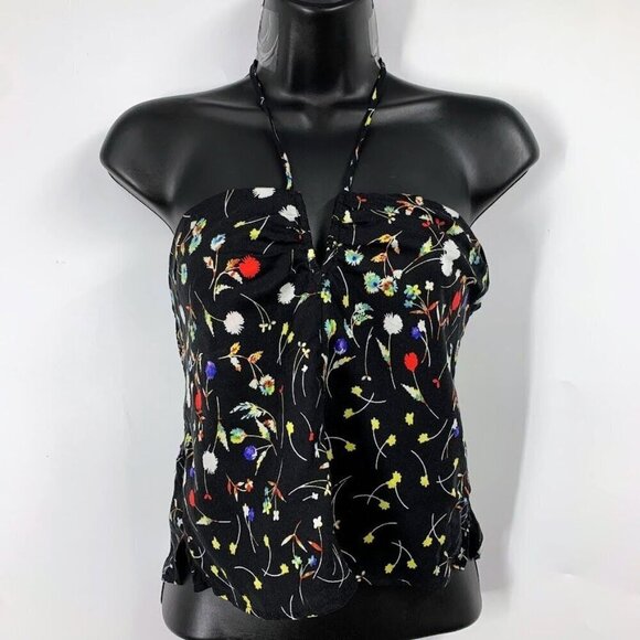 AFRM Womens Cropped Ruched Smocked V Wire Suki Plunging Halter Top‎ XL - Picture 1 of 12
